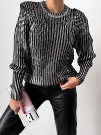 Moteriškas blizgus šiltas megztinis MELFI Juoda